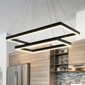 VONN Atria Duo VMC31710BL 29" Integrated LED ETL Certified Chandelier Height Adjustable Pendant in Black