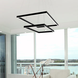 VONN Atria Duo VMC31710BL 29" Integrated LED ETL Certified Chandelier Height Adjustable Pendant in Black