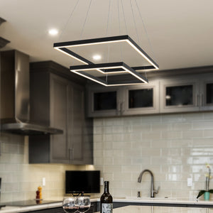 VONN Atria Duo VMC31710BL 29" Integrated LED ETL Certified Chandelier Height Adjustable Pendant in Black