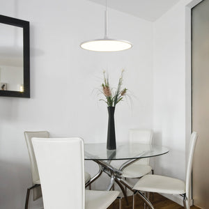 VONN Salm VMC31810SW 17" Integrated LED ETL Certified Pendant, Height Adjustable Disc Chandelier in White