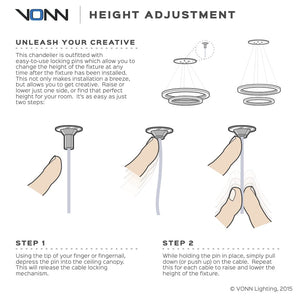 VONN Tania VMC34911AL 39" ETL Certified Integrated LED Chandelier Height Adjustable Pendant in Silver
