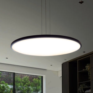 VONN Salm VMC31840BL 24" Integrated LED ETL Certified Pendant Light Height Adjustable Disc Chandelier, Black