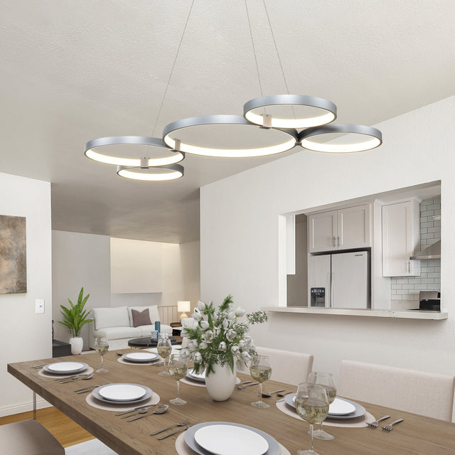 VONN Capella VMC32410AL 50" Integrated LED ETL Certified Chandelier Height Adjustable Pendant in Silver