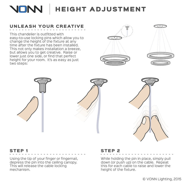 VONN Capella VMC32410AL 50" Integrated LED ETL Certified Chandelier Height Adjustable Pendant in Silver