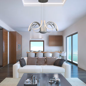 VONN Capella VMC32420AL 30" Integrated LED ETL Certified Chandelier Height Adjustable Pendant in Silver