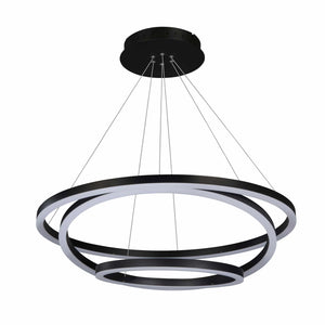VONN Tania Trio VMC32500BL 32" Integrated LED ETL Certified Chandelier Height Adjustable Black Pendant