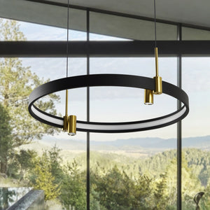 VONN Tania VMC33223BL 23" 100-277V Integrated LED ETL Certified Pendant, Height Adjustable Chandelier, Black
