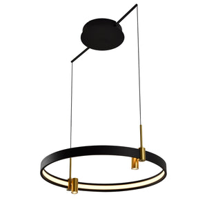 VONN Tania VMC33223BL 23" 100-277V Integrated LED ETL Certified Pendant, Height Adjustable Chandelier, Black