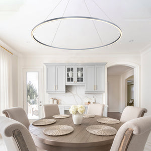 VONN Tania VMC34960AL 60" Integrated LED ETL Certified Chandelier, Height Adjustable Pendant in Silver