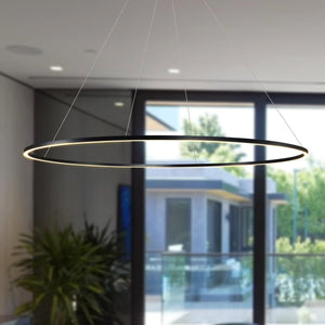 VONN Tania VMC34960BL 60" Integrated LED ETL Certified Chandelier, Height Adjustable Pendant in Black