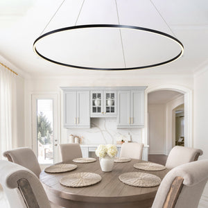 VONN Tania VMC34960BL 60" Integrated LED ETL Certified Chandelier, Height Adjustable Pendant in Black