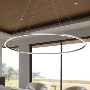 VONN Tania VMC34972AL 72" Integrated LED ETL Certified Chandelier, Height Adjustable Pendant in Silver