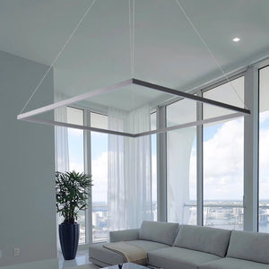 VONN Atria VMC35511AL 39" ETL Certified Integrated LED Chandelier, Height Adjustable Pendant in Silver