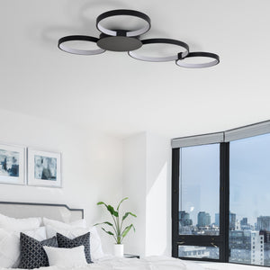VONN Capella VMCF41500BL 43" Integrated LED ETL Certified Ceiling Light Multi-Ring Semi Flush in Black