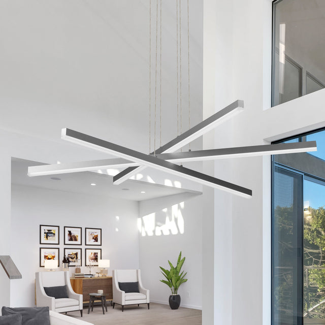 VONN Sirius VMP25030AL 40" ETL Certified Integrated LED Pendant, Height Adjustable Chandelier in Silver