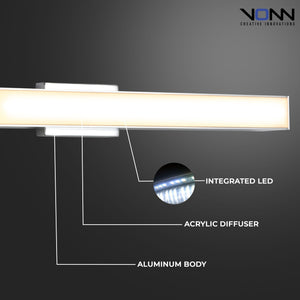 VONN Procyon VMW11024CH 24" Integrated AC LED ADA Compliant ETL Certified Bathroom Wall Fixture in Chrome