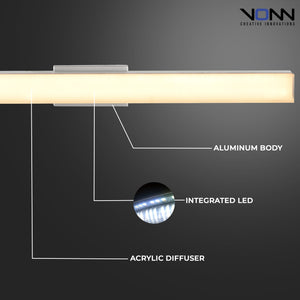 VONN Procyon VMW11200AL 24" Integrated AC LED ADA Compliant ETL Certified Bathroom Wall Fixture in Silver