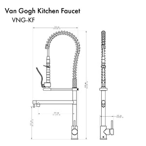 ZLINE Van Gogh Pull Down Spring Kitchen Faucet with Pot Filler in Matte Black (VNG-KF-MB)