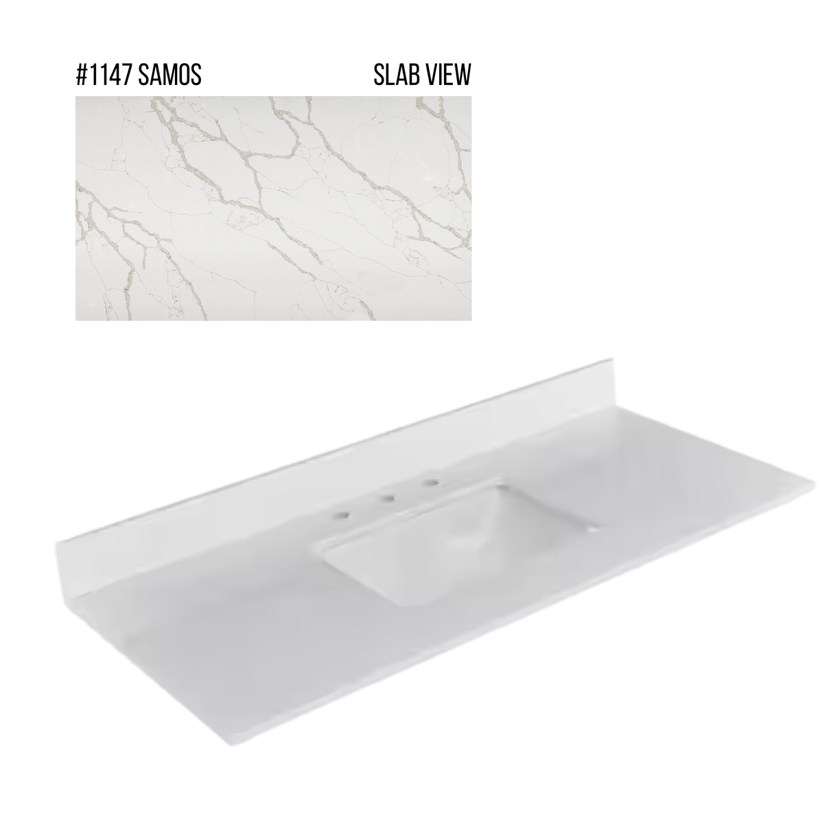 New England Home Goods 49" x 22" Quartz Vanity Top with Blacksplash