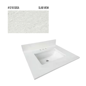 New England Home Goods 25" x 22" Quartz Vanity Top with Blacksplash
