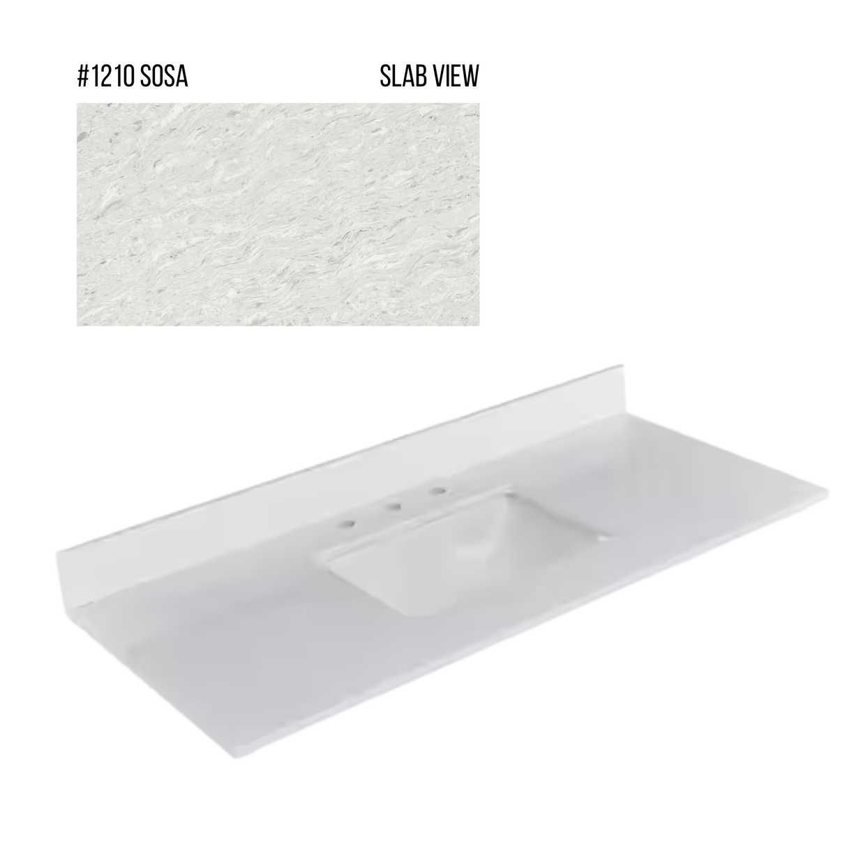 New England Home Goods 49" x 22" Quartz Vanity Top with Blacksplash