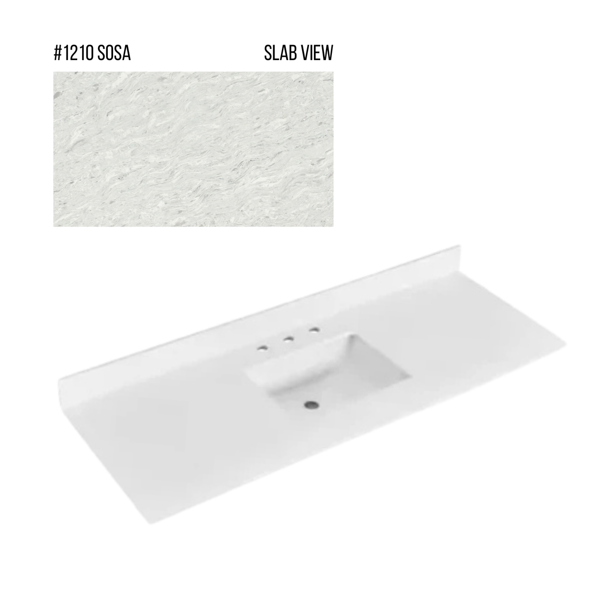 New England Home Goods 61" x 22" Quartz Vanity Top with Blacksplash