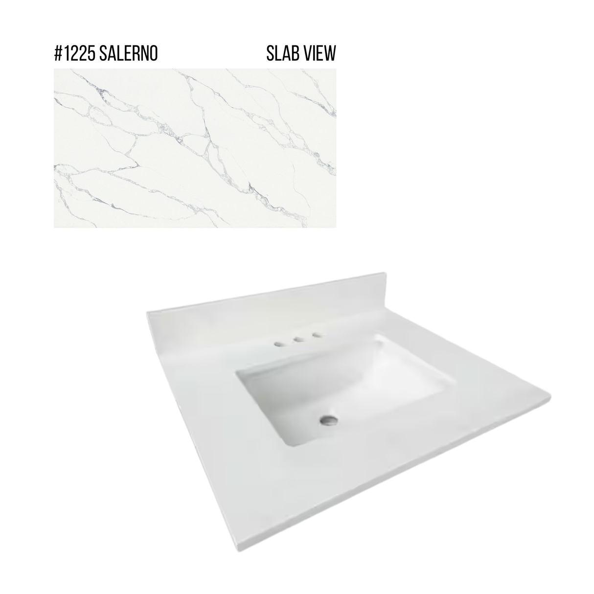 New England Home Goods 25" x 22" Quartz Vanity Top with Blacksplash