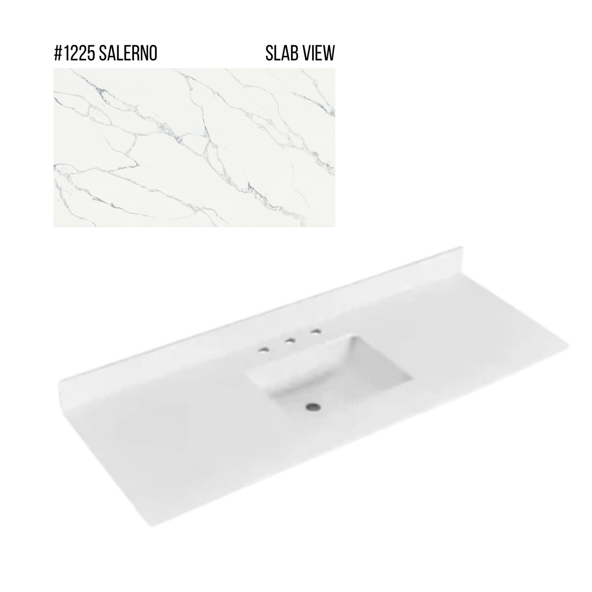 New England Home Goods 61" x 22" Quartz Vanity Top with Blacksplash