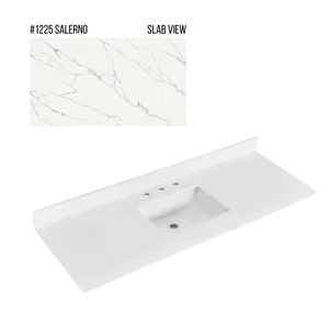 New England Home Goods 61" x 22" Quartz Vanity Top with Blacksplash