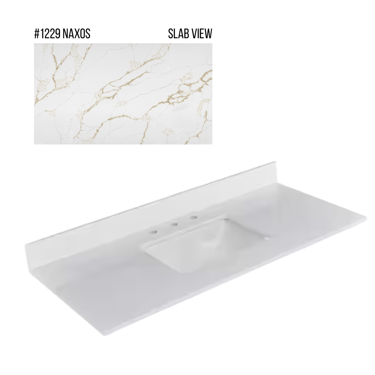 New England Home Goods 49" x 22" Quartz Vanity Top with Blacksplash