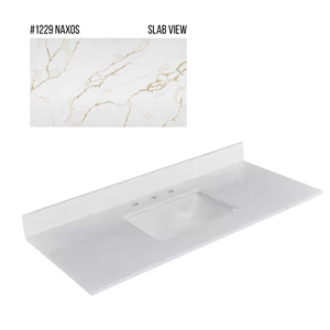 New England Home Goods 49" x 22" Quartz Vanity Top with Blacksplash