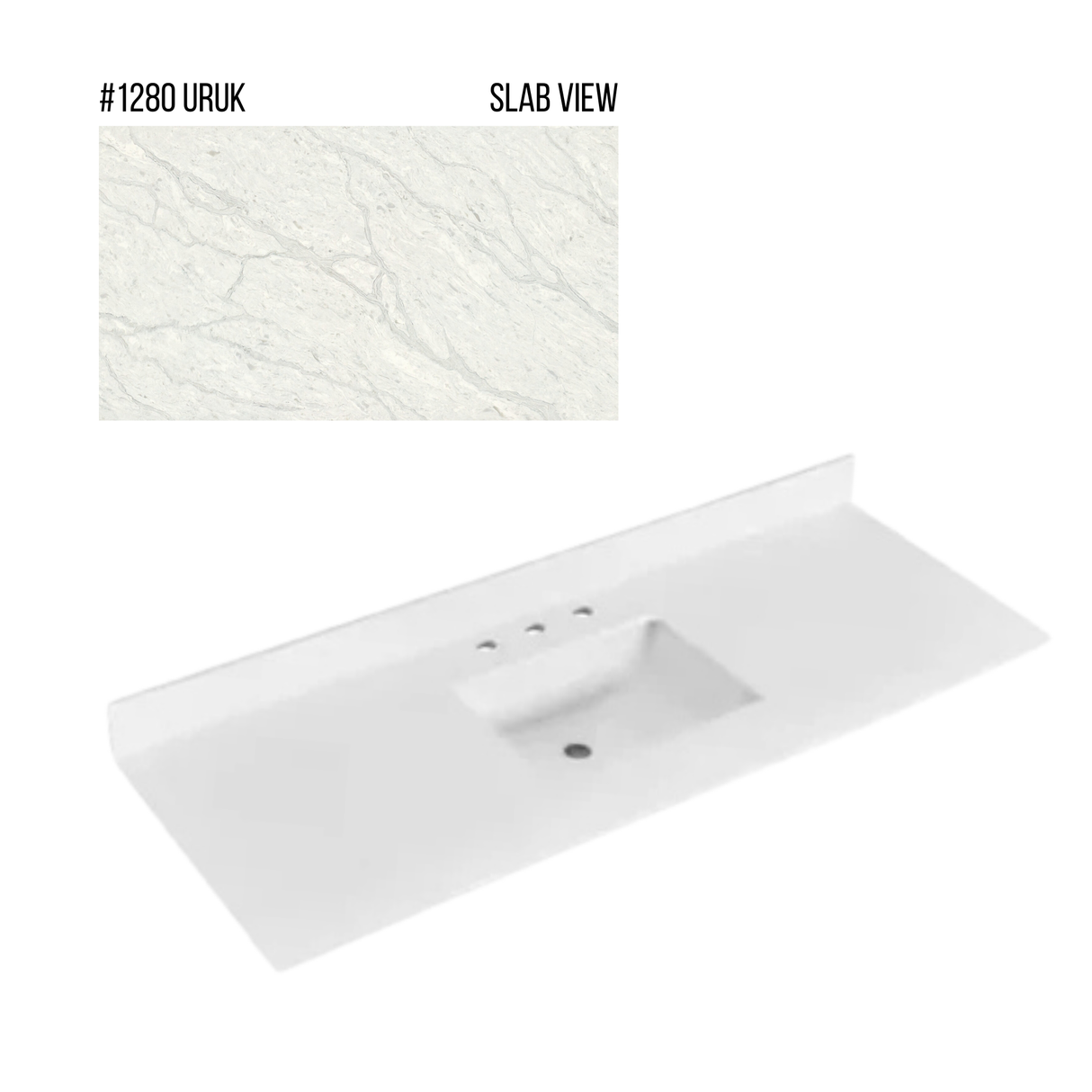 New England Home Goods 61" x 22" Quartz Vanity Top with Blacksplash