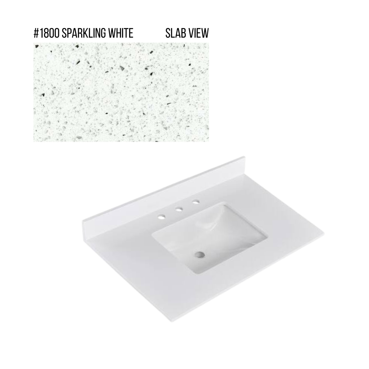 New England Home Goods 37" x 22" Quartz Vanity Top with Blacksplash