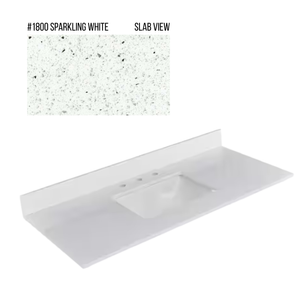 New England Home Goods 49" x 22" Quartz Vanity Top with Blacksplash