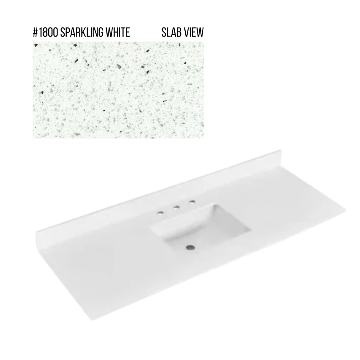 New England Home Goods 61" x 22" Quartz Vanity Top with Blacksplash