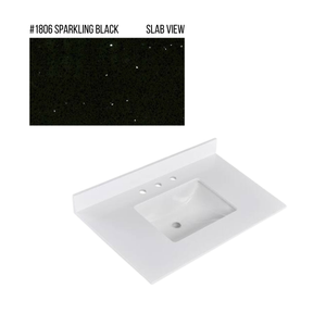 New England Home Goods 37" x 22" Quartz Vanity Top with Blacksplash