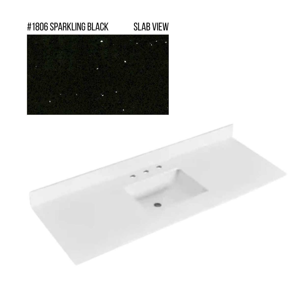 New England Home Goods 61" x 22" Quartz Vanity Top with Blacksplash