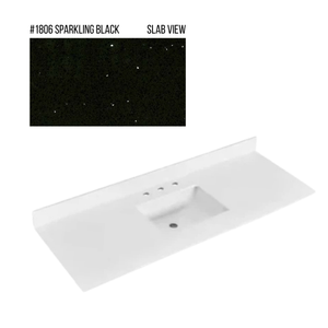 New England Home Goods 61" x 22" Quartz Vanity Top with Blacksplash