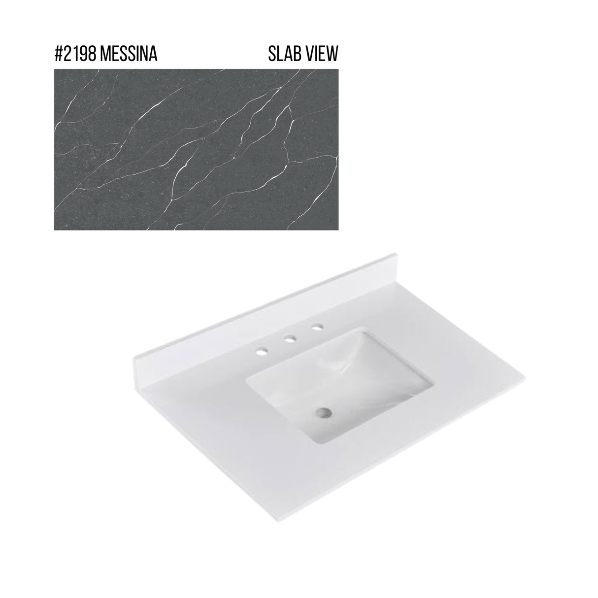 New England Home Goods 37" x 22" Quartz Vanity Top with Blacksplash