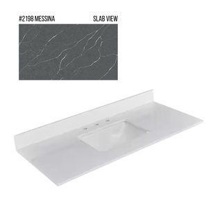 New England Home Goods 49" x 22" Quartz Vanity Top with Blacksplash