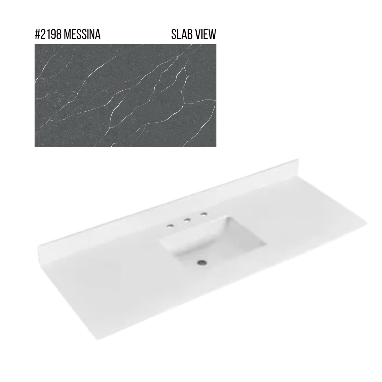 New England Home Goods 61" x 22" Quartz Vanity Top with Blacksplash