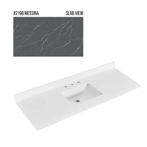 New England Home Goods 61" x 22" Quartz Vanity Top with Blacksplash