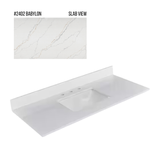New England Home Goods 49" x 22" Quartz Vanity Top with Blacksplash