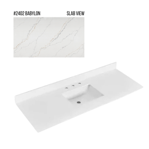 New England Home Goods 61" x 22" Quartz Vanity Top with Blacksplash