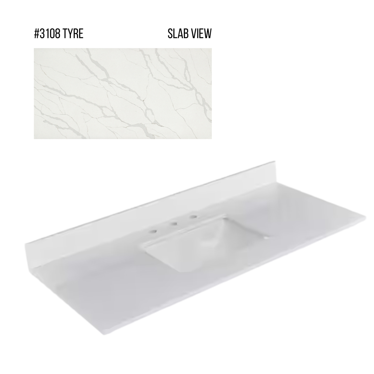 New England Home Goods 49" x 22" Quartz Vanity Top with Blacksplash