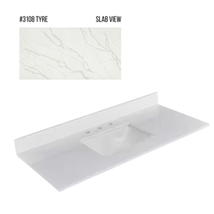 New England Home Goods 49" x 22" Quartz Vanity Top with Blacksplash