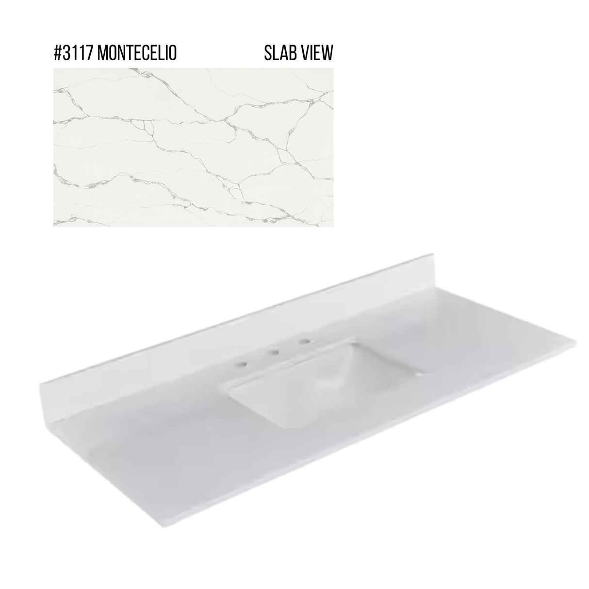 New England Home Goods 49" x 22" Quartz Vanity Top with Blacksplash