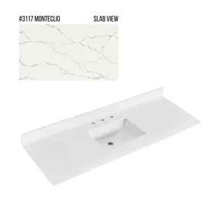 New England Home Goods 61" x 22" Quartz Vanity Top with Blacksplash