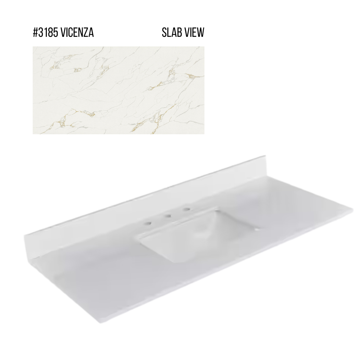 New England Home Goods 49" x 22" Quartz Vanity Top with Blacksplash