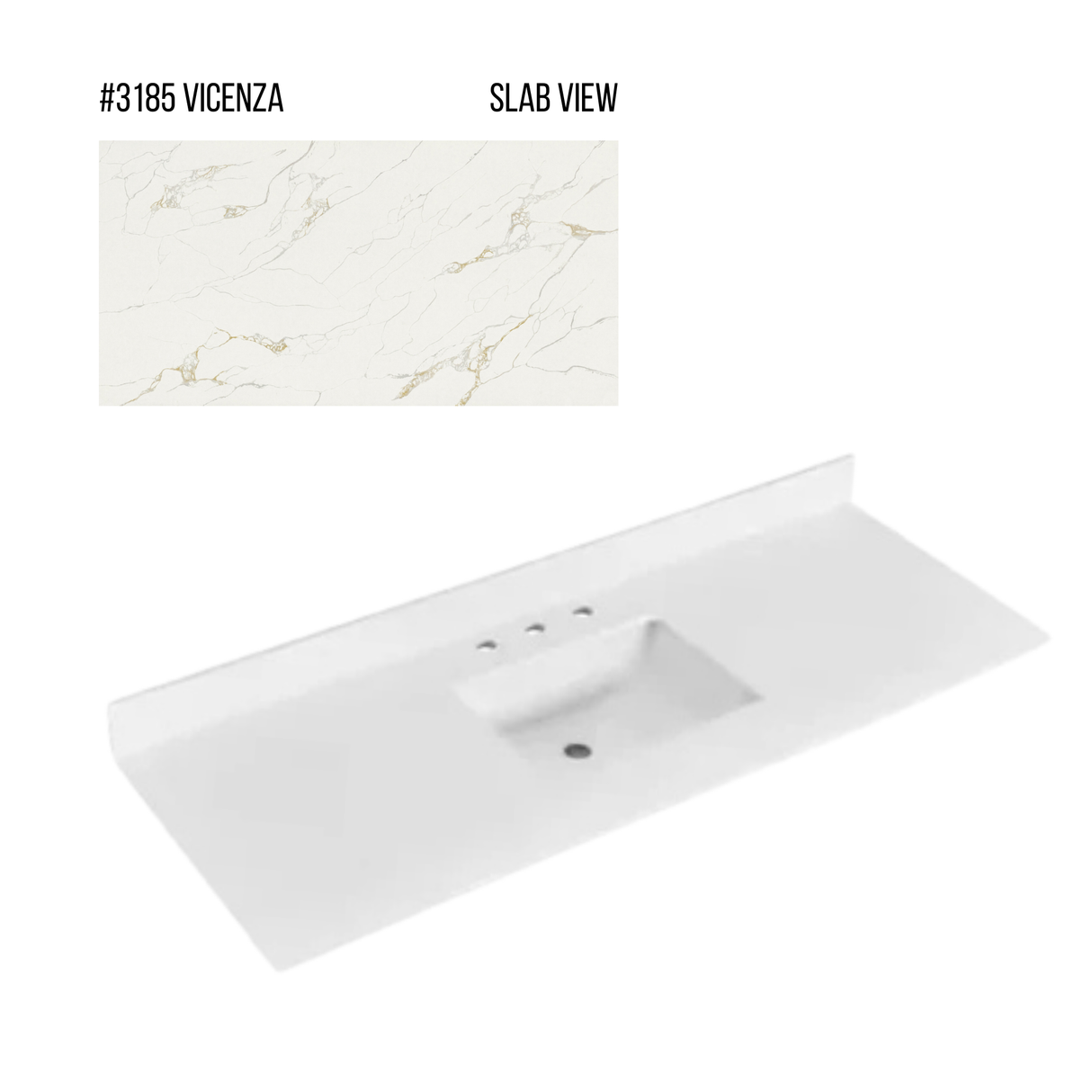 New England Home Goods 61" x 22" Quartz Vanity Top with Blacksplash
